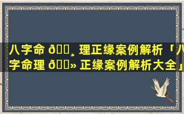 八字命 🕸 理正缘案例解析「八字命理 🌻 正缘案例解析大全」